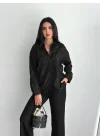 Nakışlı Uzun Kollu Gömlek - Siyah