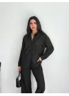 Nakışlı Uzun Kollu Gömlek - Siyah