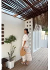 Sarı Dantel Detaylı Brode Elbise