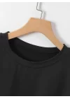 New York Baskılı Oversize Bisiklet Yaka T-shirt - Siyah