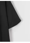 New York Baskılı Oversize Bisiklet Yaka T-shirt - Siyah