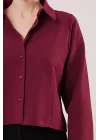 Ön Dikiş Detaylı Bordo Gömlek