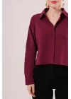 Ön Dikiş Detaylı Bordo Gömlek