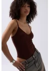 Önü Büzgülü Askılı Bodysuit