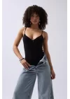 Önü Büzgülü Askılı Bodysuit