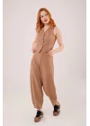 Önü Düğmeli Camel Yelek