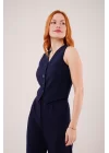 Önü Düğmeli Lacivert Yelek