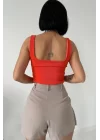Yağ Yeşili Askılı Bluz