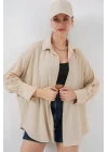 Örme Oversize Gömlek 20264 - Bej