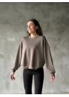 Osy Modal Yumuşak Dokulu Kumaş Bisiklet Yaka Oversize Sweatshirt - Gri