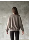 Osy Modal Yumuşak Dokulu Kumaş Bisiklet Yaka Oversize Sweatshirt - Gri