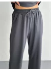 Osy Modal Yumuşak Dokulu Kumaş Kısa Kollu Yakalı T-shirt Pantalon Ikili Takım- Antrasit