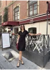 Osy Modal Yumuşak Dokulu Kumaş Yakalı Kısa Kollu Elbise - Siyah