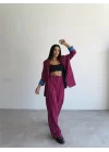 OTTOMAN ÇİZGİLİ CEKET-PANTOLON TK - Fuşya