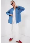 Oversize Kot Gömlek 20280 - Mavi