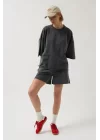 Oversize Lazer Kesim Bisiklet Yaka T-Shirt