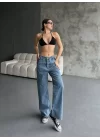 Palazzo Jeans Pantalon - Mavi