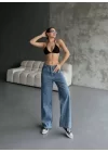 Palazzo Jeans Pantalon - Mavi