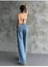 Palazzo Jeans Pantalon - Mavi