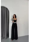 PANTOLON BEL ŞERİT DETAYLI - Siyah