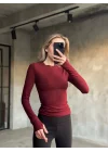 Parmak Geçmeli Buzi Body - Bordo