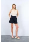 Patlı Düğmeli Triko Atlet - Siyah