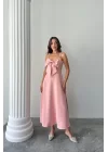 Pembe İnci Askı Detaylı Elbise