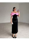 Pembe Önü Fiyonklu Elbise