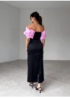 Pembe Önü Fiyonklu Elbise
