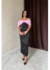 Pembe Önü Fiyonklu Elbise