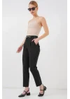 Pileli Kemerli Kumaş Pantolon 6725 - Siyah