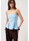 Pileli Straplez Bluz