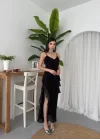 Ples Yırtmaç Detaylı Elbise
