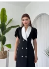 Reta Düğme Detaylı Elbise