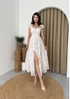 Roseta Bağlamalı Midi Elbise
