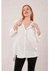 Salaş Kesim Cepli Beyaz Gömlek