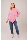 Salaş Kesim Cepli Pembe Gömlek