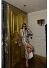 ŞERİT PAYET CROP BLUZ - YIRTMAÇLI ETEK TAKIM - Siyah
