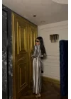 ŞERİT PAYET CROP BLUZ - YIRTMAÇLI ETEK TAKIM - Siyah