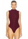MetuCa Kadın Bordo Dik Yaka Kolsuz Jarse Kumaş Vücudu Saran Tanga Kesim Bodysuit Zıbın