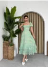 ŞİFON KUMAŞ DİJİTAL DESEN BASKILI ELBİSE