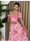 ŞİFON KUMAŞ DİJİTAL DESEN BASKILI ELBİSE