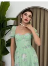 ŞİFON KUMAŞ DİJİTAL DESEN BASKILI ELBİSE