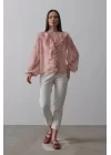 Simli Fırfırlı Gömlek - Somon