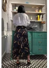 Siyah Baskılı Kroşetalı Etek
