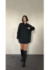 Siyah Çift Cep Kapaklı Çıtçıtlı Gömlek