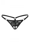 Siyah Dantelli Özel Bölgesi Açık G-String TM1167