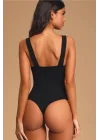 Siyah Kalın Askılı Ipek Jarse Bodysuit