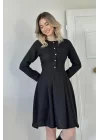 Ekru Kısa Klasik Elbise