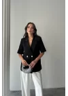 Siyah Kısa Kollu Blazer Ceket